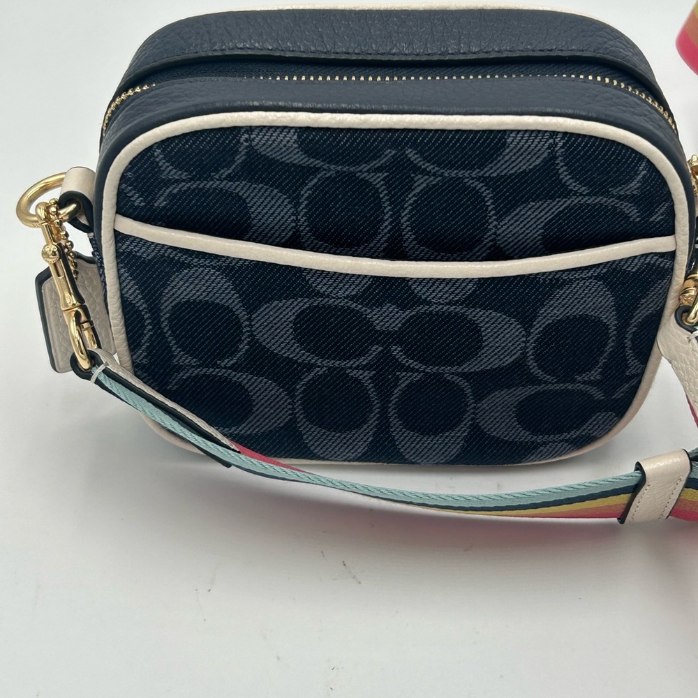 Coach Mini Dempsey Camera Bag Signature Jacquard Leat… Gem